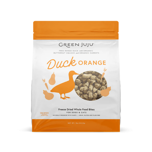 Green Juju Freeze Dried Duck Orange Whole Food Bites (18OZ) - Freeze Dried Treats - The Family Pet