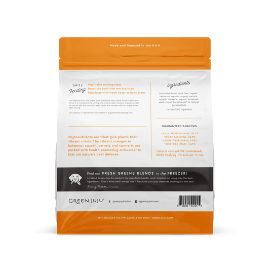 Green Juju Freeze Dried Duck Orange Whole Food Bites (18OZ) - Freeze Dried Treats - The Family Pet