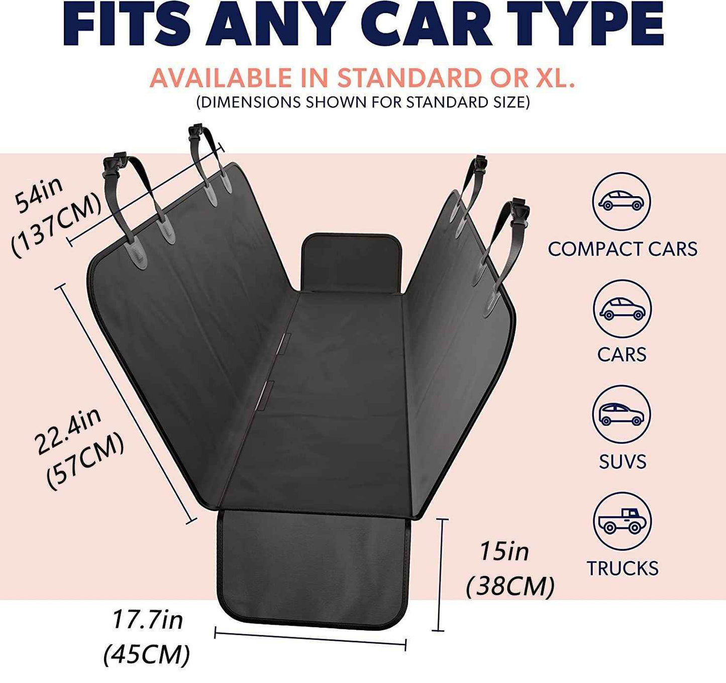 Durable pet seat cover for vehicles by Purrfect Pet Kingdom fits any car type including SUVs trucks and compact cars