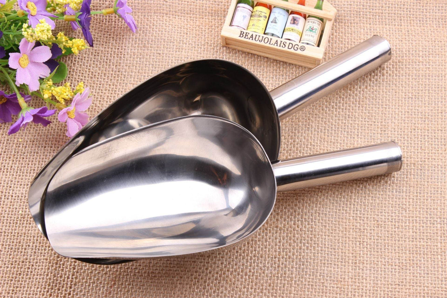 Durable scoops for cat and dog food made of stainless steel with ergonomic handles by Purrfect Pet Kingdom