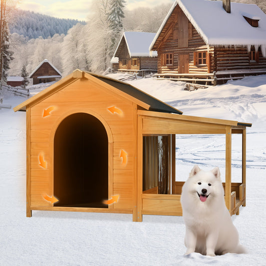 60.2' Large Outdoor Dog House with Insulated Liner for Winte