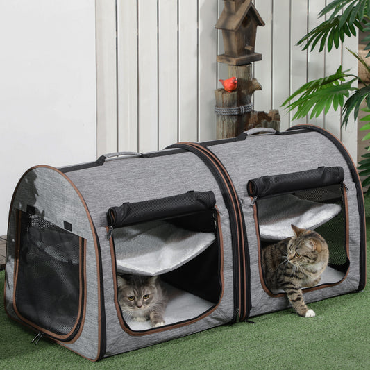 39" Portable Soft Cat Carrier - Double Room Travel Crate