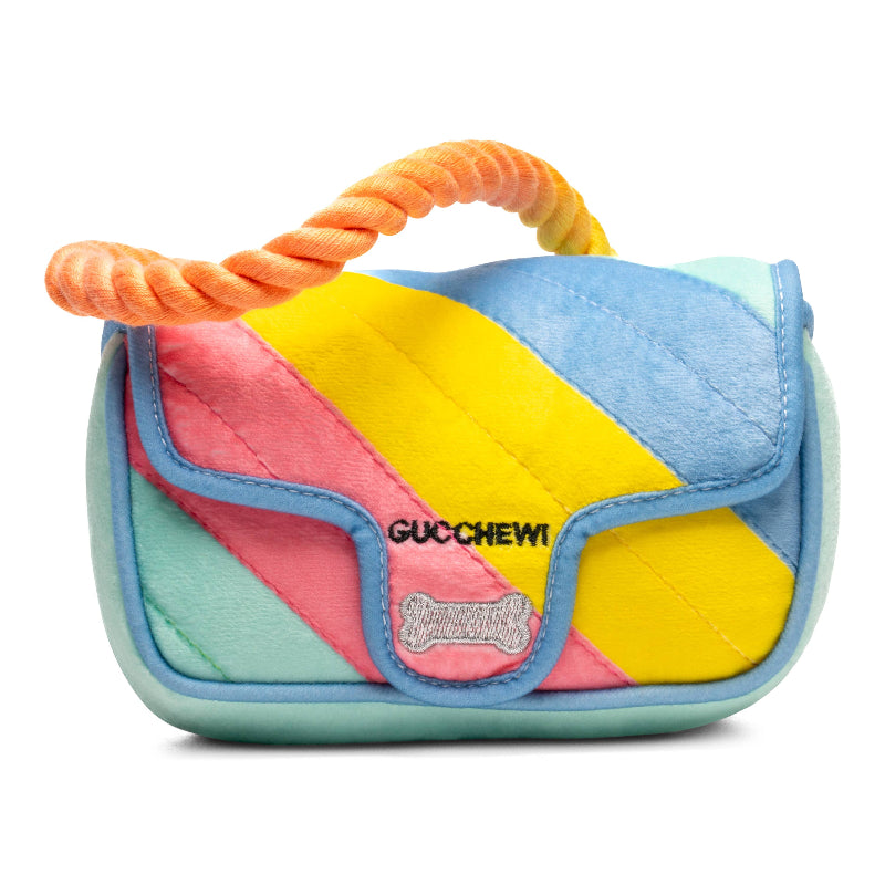 Gucchewy Rainbow Rope Luxury Purse Plush Tug Dog Toy