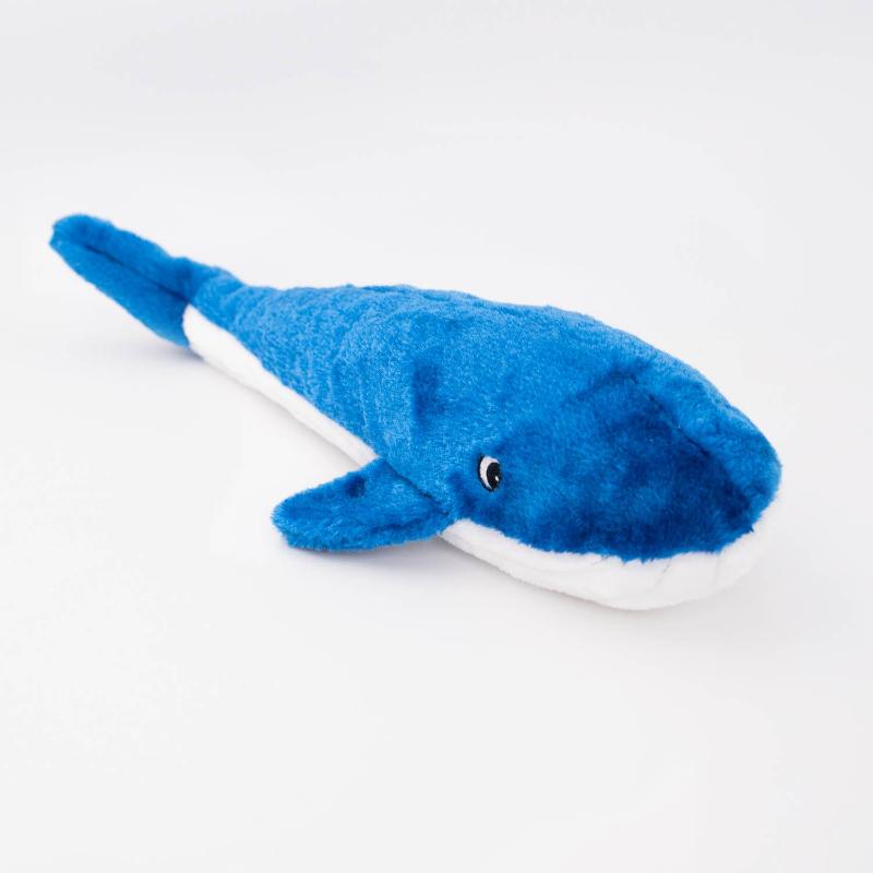 Jigglerz Blue Whale Plush Dog Toy
