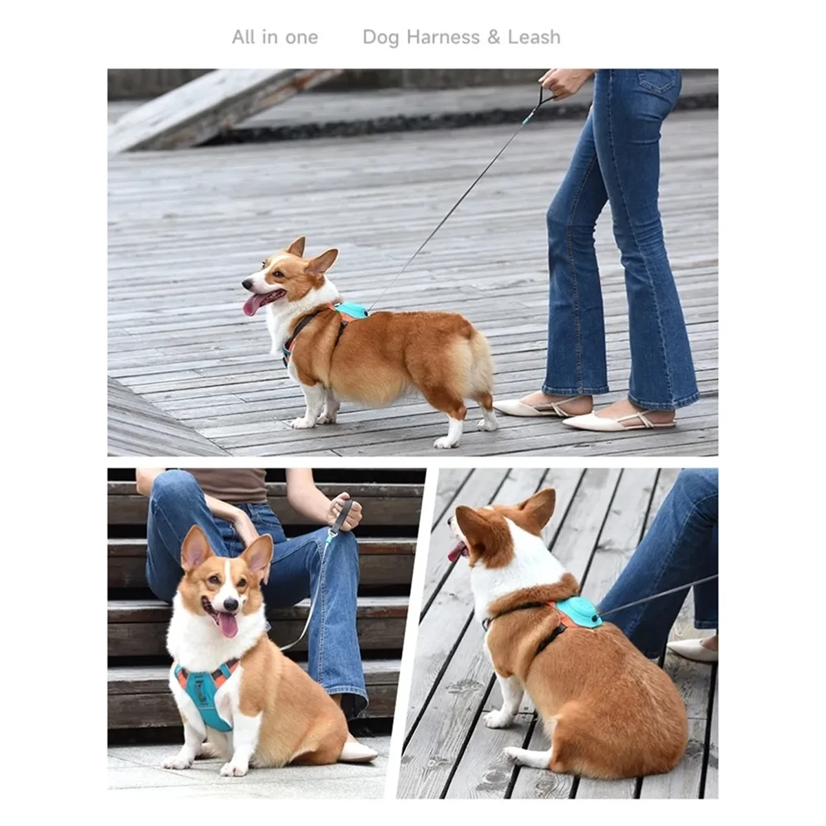 AA05 2-In-1 No Pull Dog Harness with Retractable Leash,Automatic Anti Burst Impact Function,Adjustable Breathable Dog Vest,XS