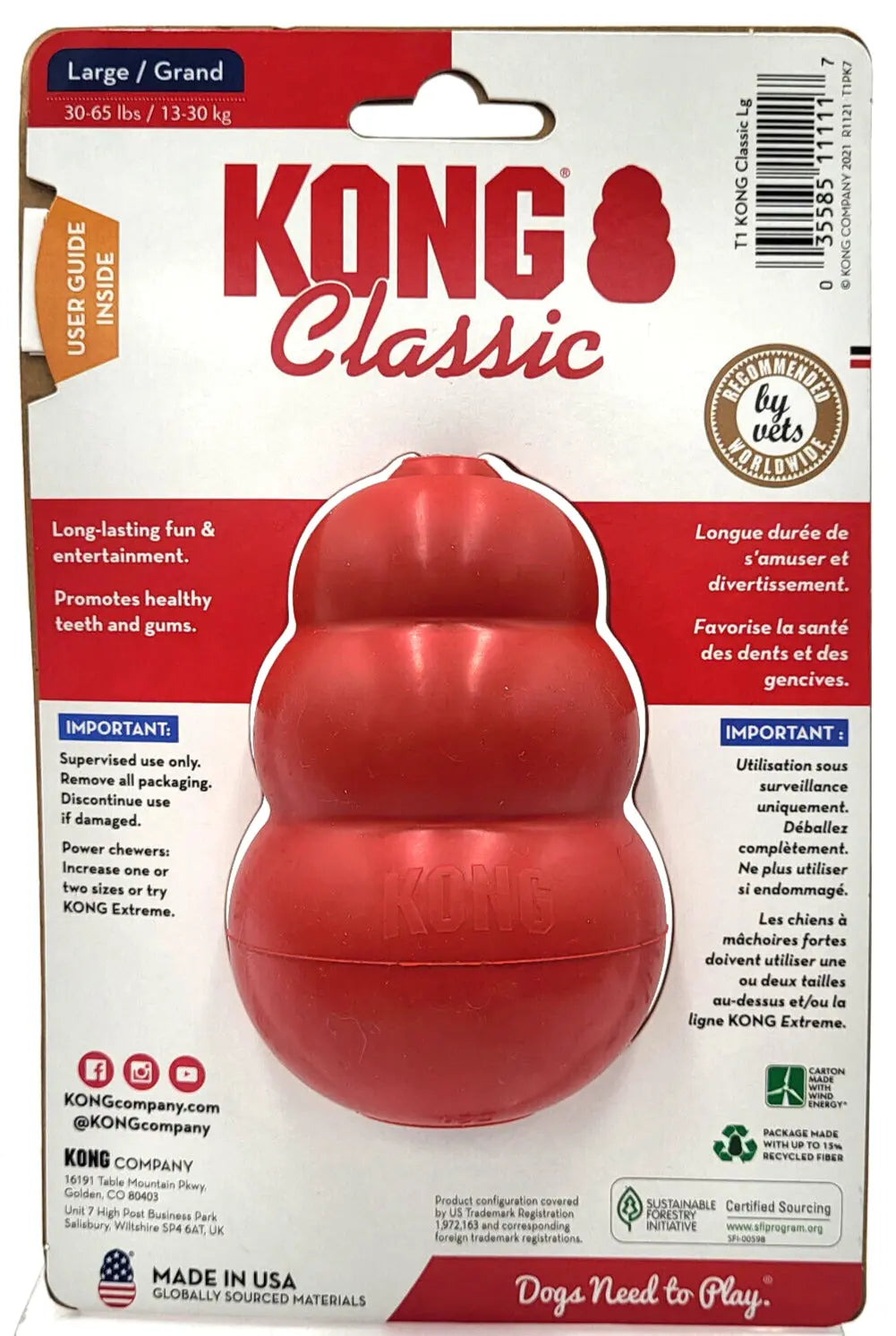 KONG Classic Large Durable Treat Stuffable Dog Toy