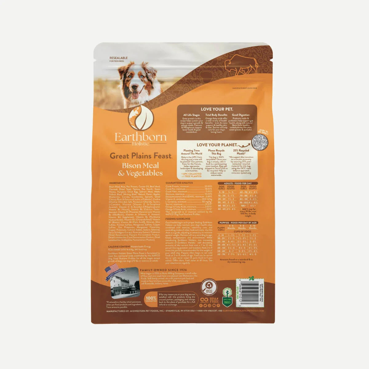 Dog Food Dry Grain Free Bison 4lb Earthborn Great Plains 🦬
