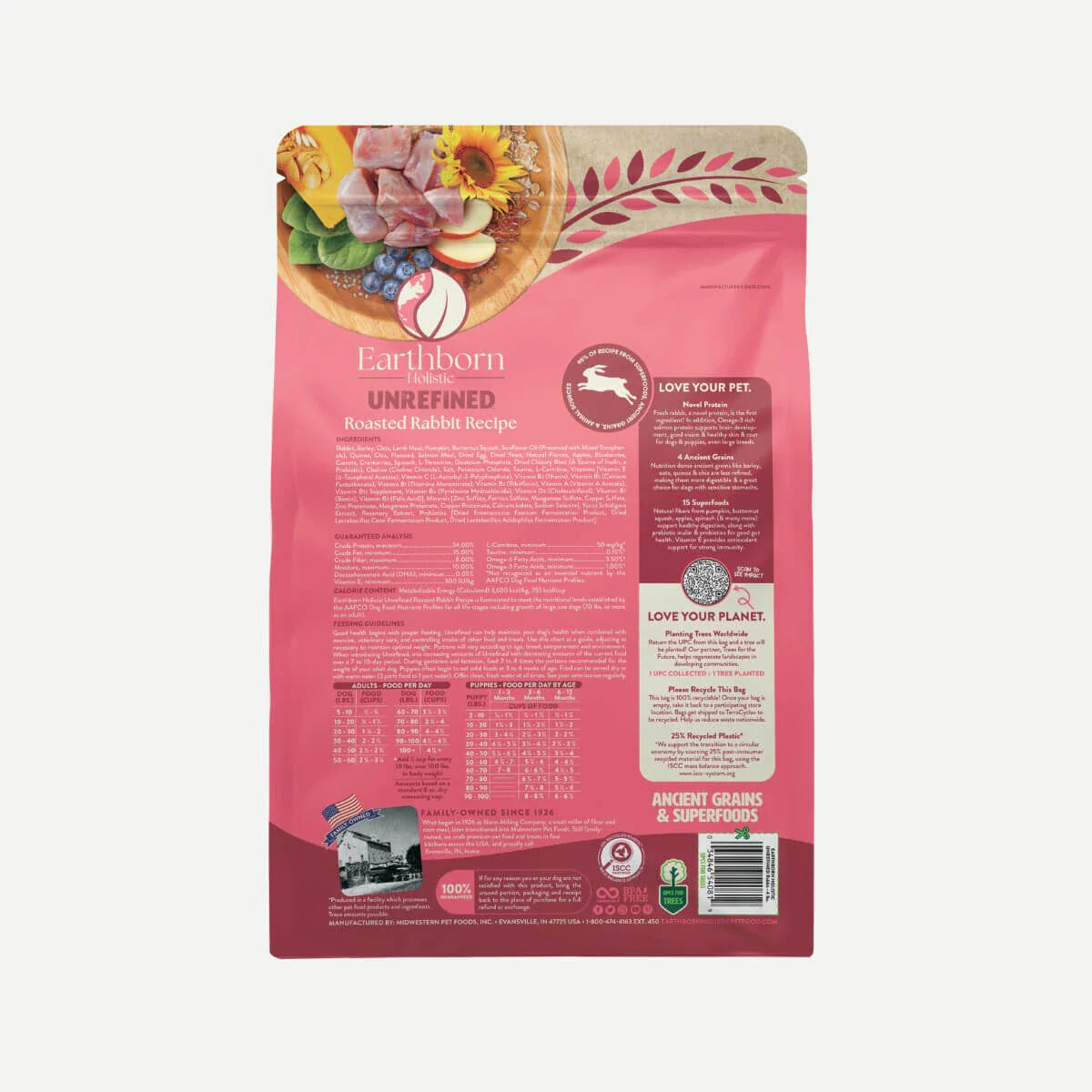 Dog Food Dry 4lb Rabbit Grain Free Ancient Recipe ๐