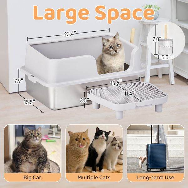Purrfect Pet Kingdom Easy Clean Metal Litter Box Purrfect Pet Kingdom