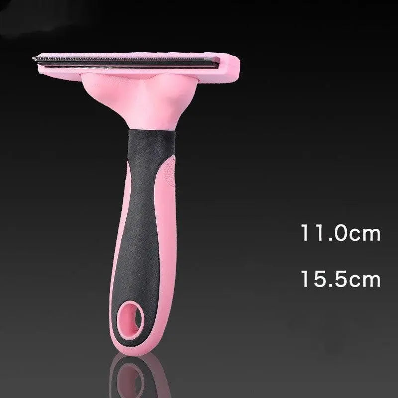 Purrfect Pet Kingdom easy clean pet hair brush with pink and black handle for detangling