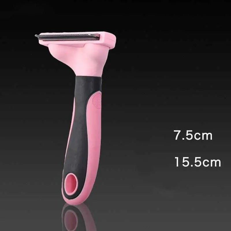 Purrfect Pet Kingdom easy clean pet hair brush in pink and black with ergonomic handle