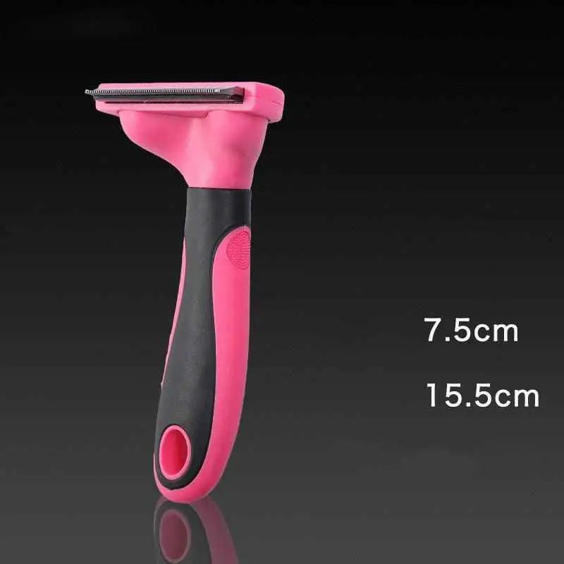Purrfect Pet Kingdom easy clean pet hair brush with ergonomic pink and black handle for brushing and detangling