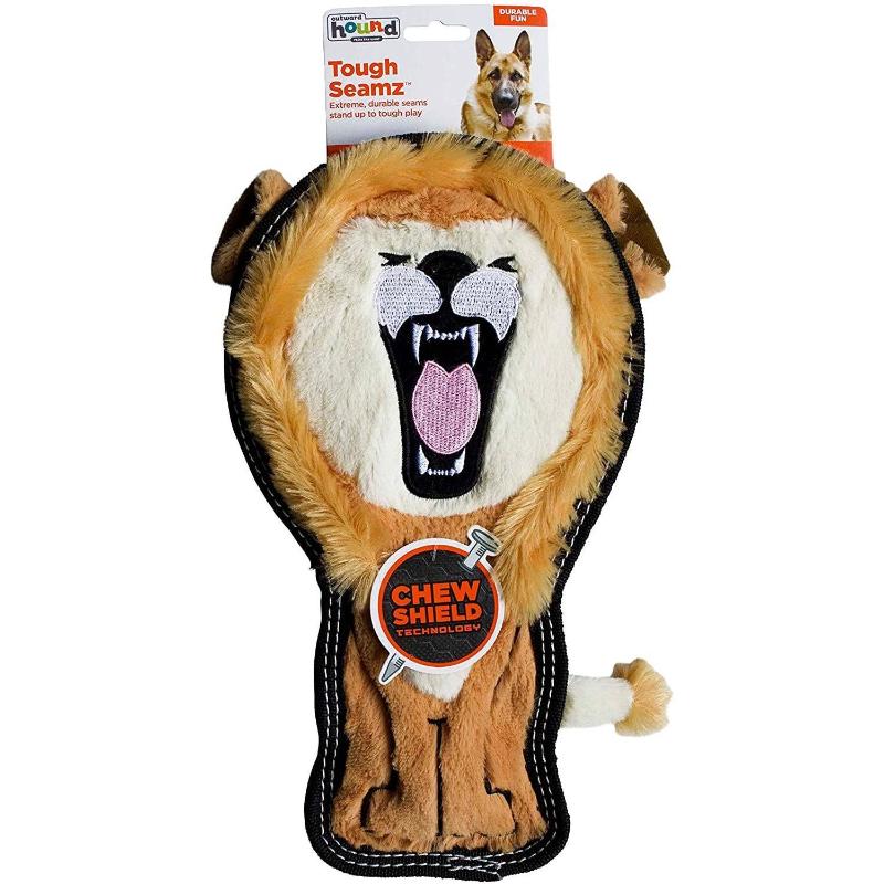 Tough Seamz Lion Durable Plush Dog Toy - Med