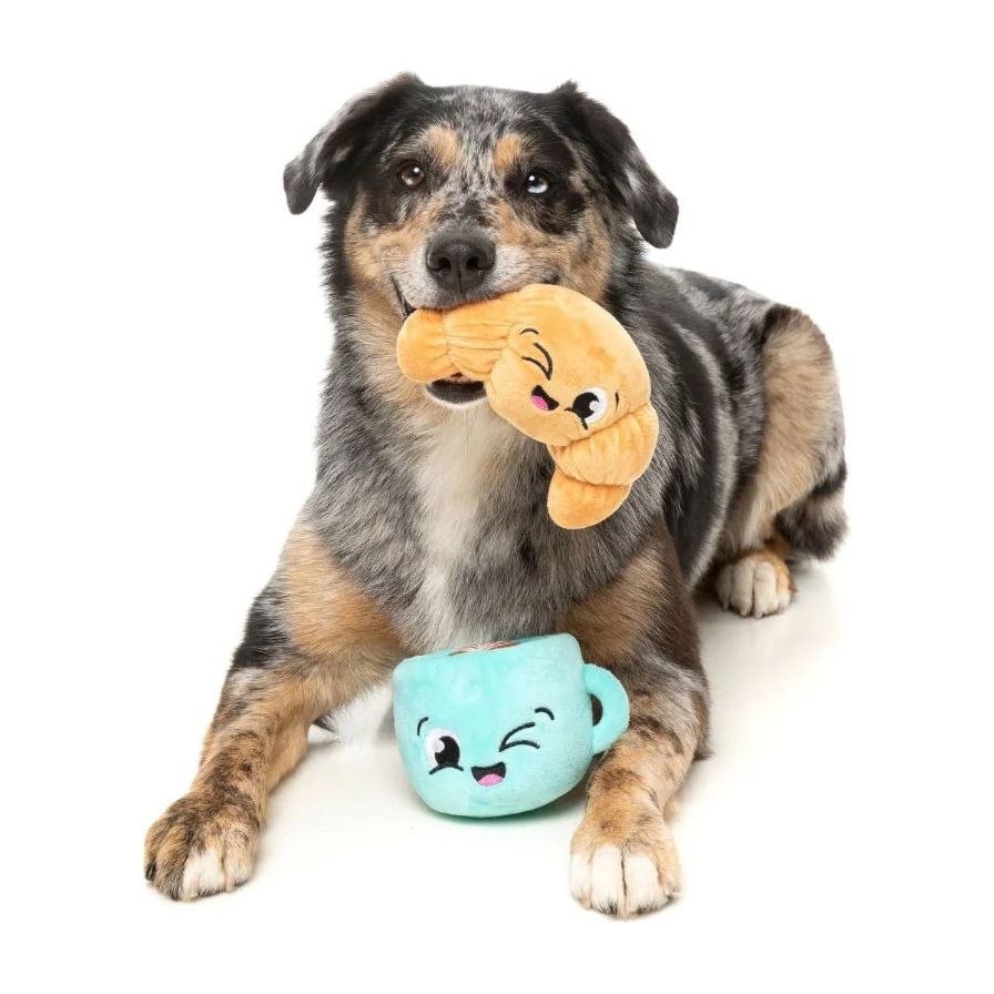 Croissant & Cappuccino Squeaky Plush Dog Toy Set - 2pk