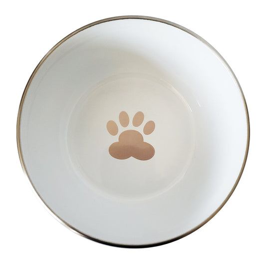 Dog Feeder Deep Bowl with Paw Print Design Stainless Steel - detail product image for dog feeder