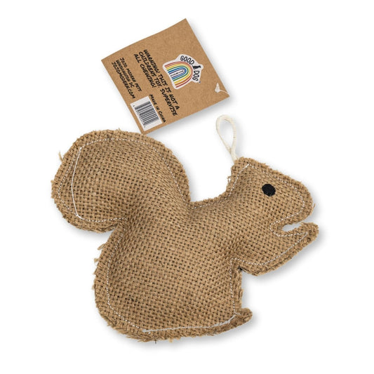 Eco friendly soft dog chew toy in squirrel shape made from natural materials for playful pets