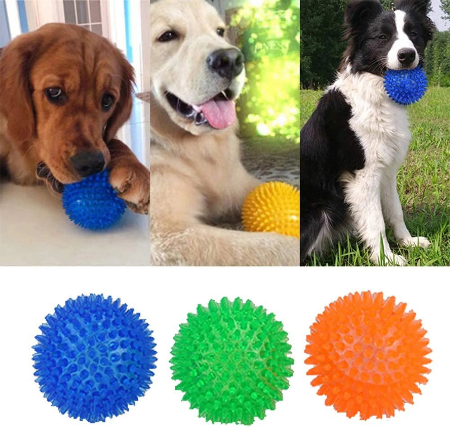 Durable Dog Toy Ball with Squeaker – Teeth Cleaning, Chew - Resistant, High Bounce Toy for Medium Dogs - Elevate Marketplace