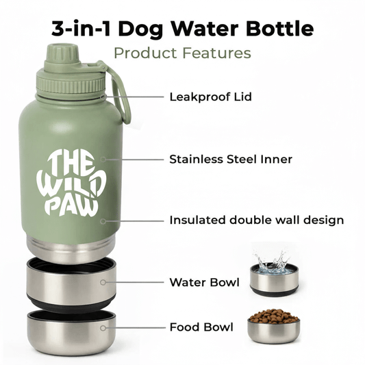 3-in-1 Dog Water Bottle for Outdoor Travel – Leak Proof