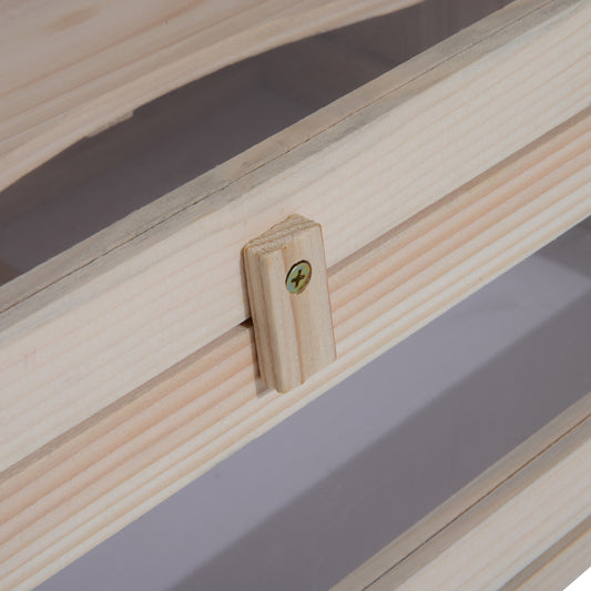 Wooden Hamster Habitat - 2-Tier Fir Wood Cage with Ladder