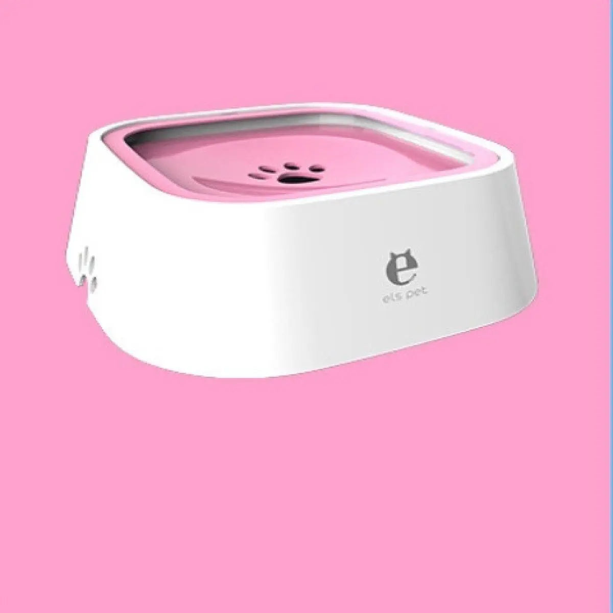 Purrfect Pet Kingdom spill proof pet water bowl in white and pink with paw print design