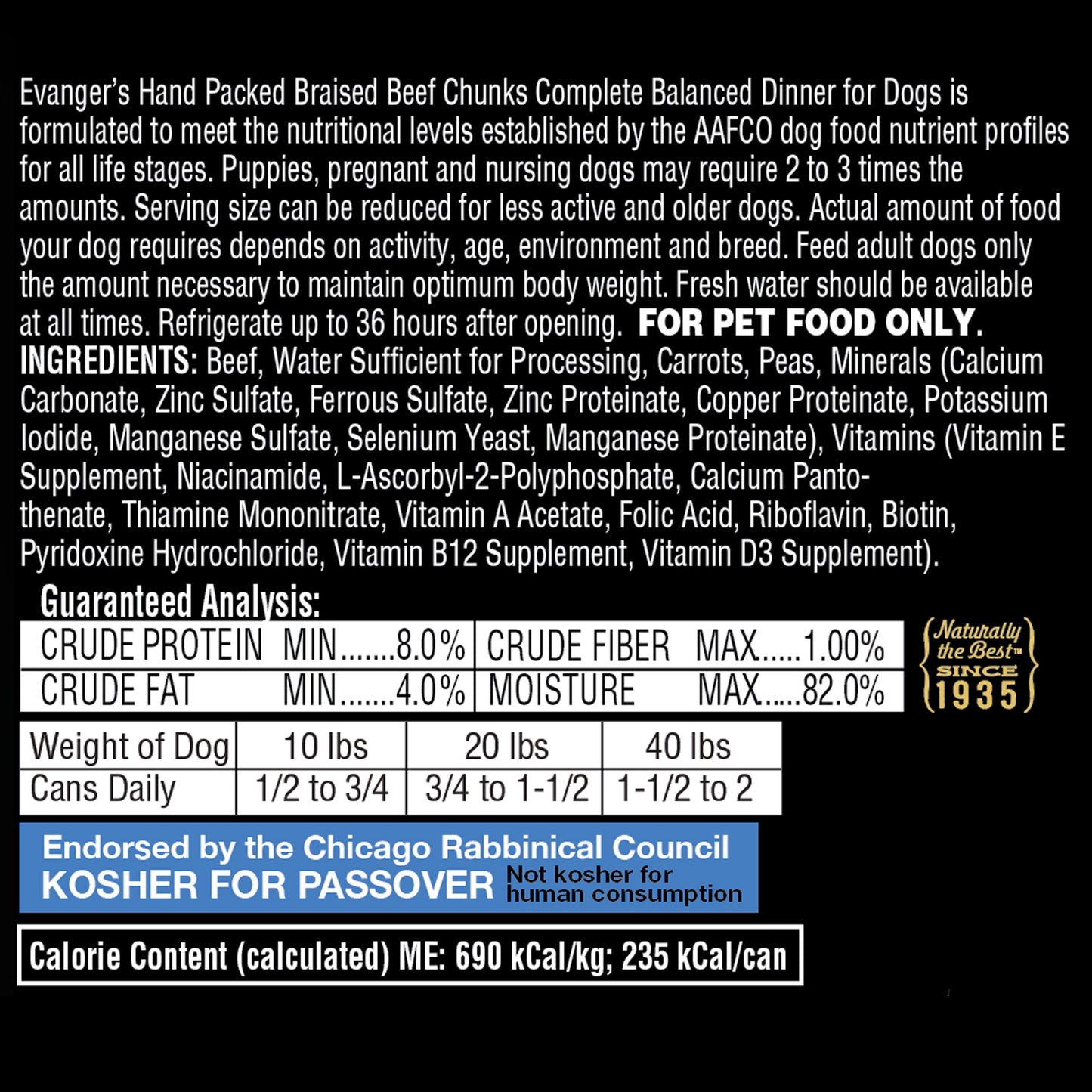 Evanger's All Life Stages Braised Beef with Gravy Wet Dog