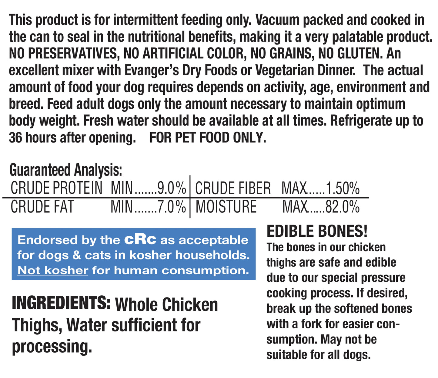 Evangers All Life Stages Whole Chicken Thighs Wet Dog Can (12oz)