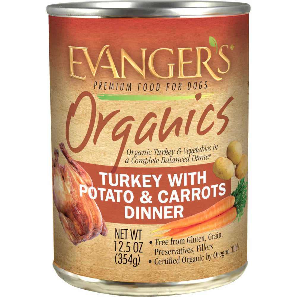 Evanger's Organics All Life Stages Turkey with Potato & Carrot Dinner Wet Dog Can (12.5oz) - Evanger's Wet Dog Food - The Family Pet