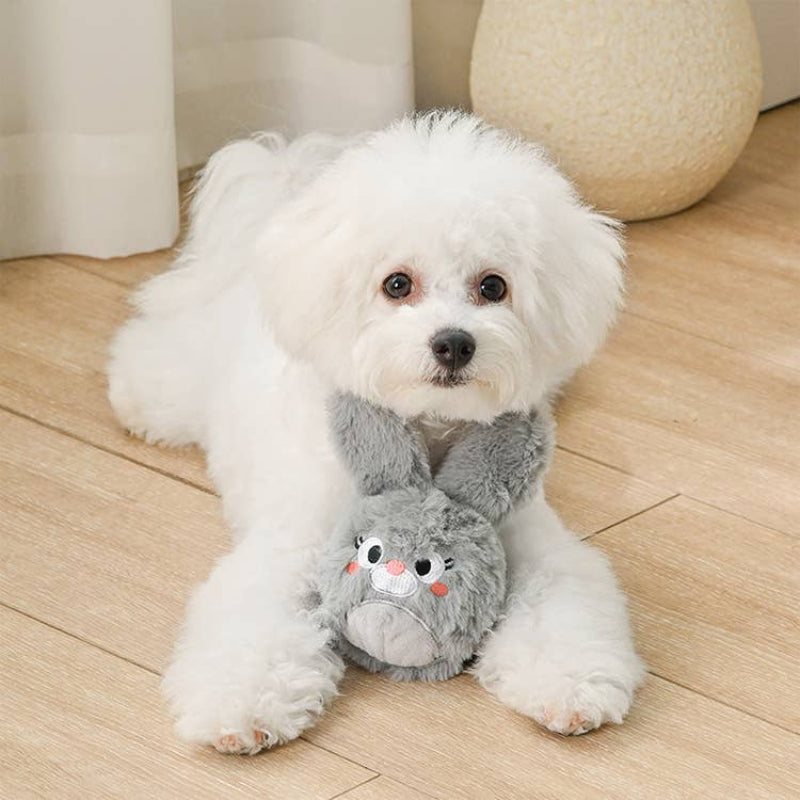 Farm Friendz Super Ball Grey Bunny Plush Dog Toy