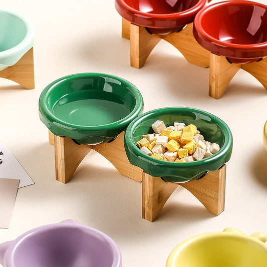 Purrfect Pet Kingdom Cat Bowl Cat Ceramic Dog Drinking Water (Single Grid Bright Red) - Premium Cat Bowls