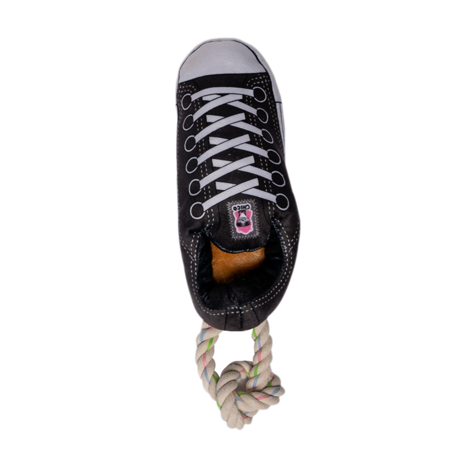 Sneaker Plush Dog Toy Squeaky Treat Compartment Black ๐