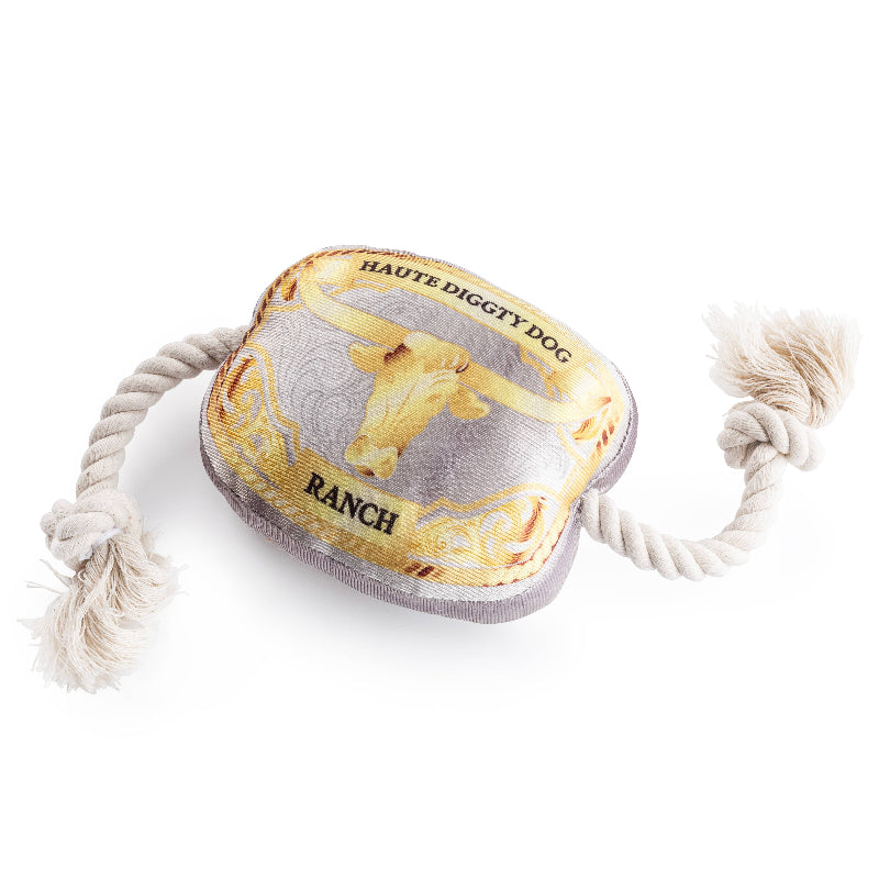 Western Belt Buckle Plush Squeaky Rope Dog Toy