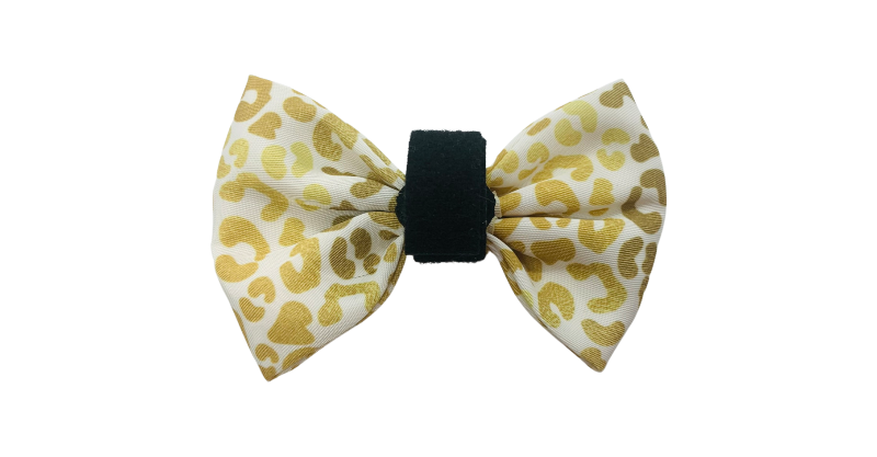 You're So Golden Leopard Gold Bow Tie Dog Collar Attachment