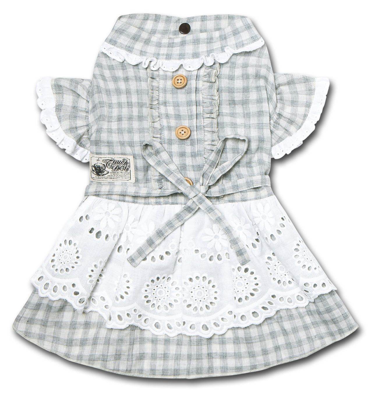 Purrfect Pet Kingdom Plaid Dog Dress for Small Dogs Fashion Clothes X-Small Grey Purrfect Pet Kingdom