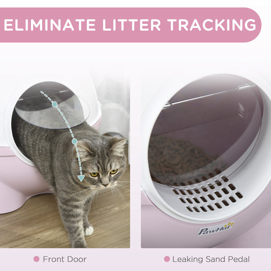 Smart Self Cleaning Automatic Cat Litter Boxes Large Hooded - Pink Privacy Pan with Scoop