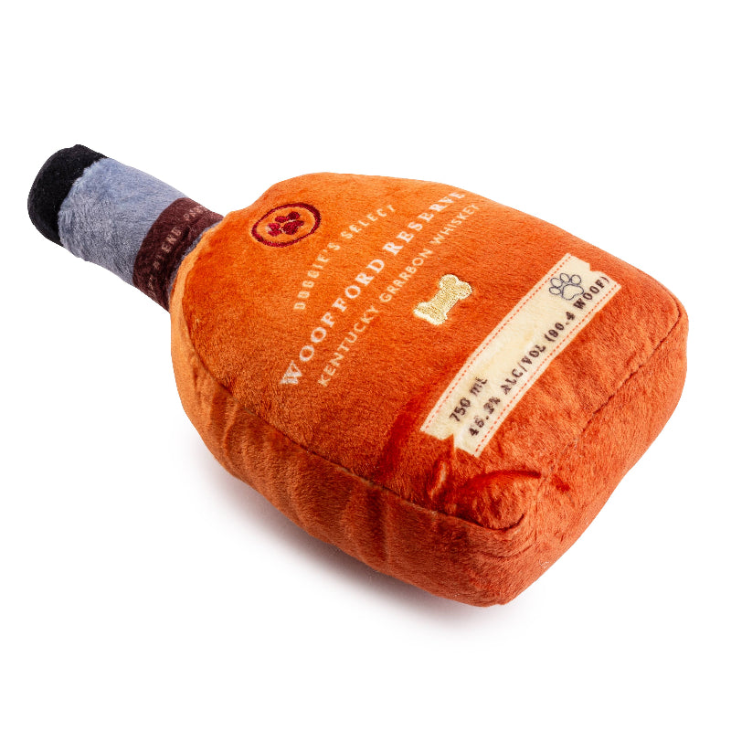 Woofford Reserve Bourbon Bottle Plush Squeaky Dog Toy