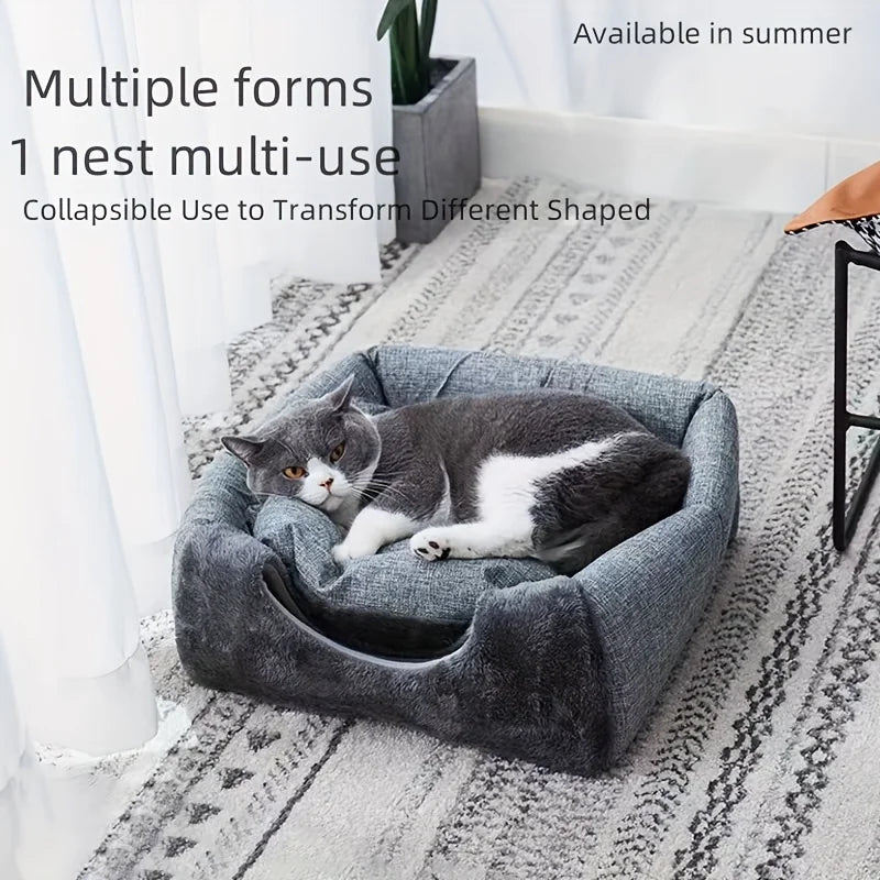 Cozy Semi-Enclosed Cat Bed - Premium Sleep Sanctuary Cave 🏰