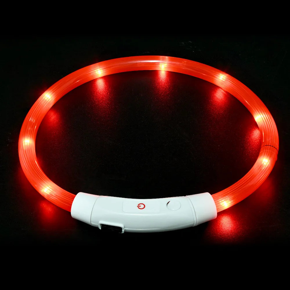 40/50/70cm Led Dog Collar USB Rechargeable Pet Dog Night Luminous Charge Collar Glowing Necklace Collar Safety Night Light