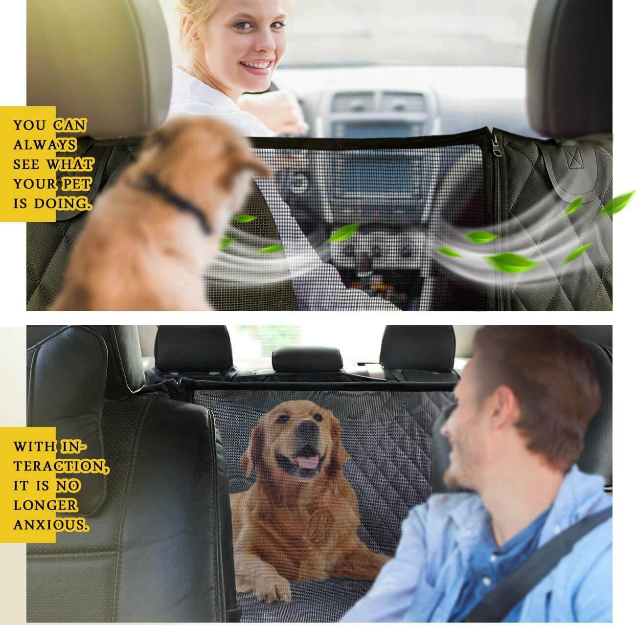 Stylish dog seat cover for SUVs by Purrfect Pet Kingdom with mesh window for pet visibility and protection