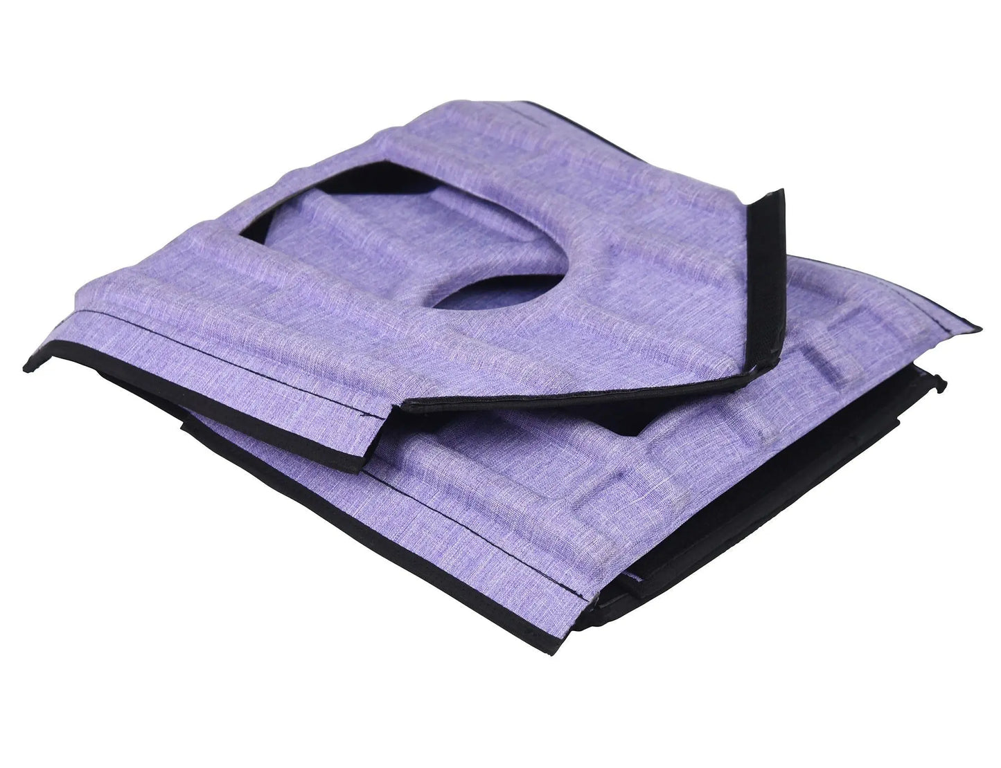 Purrfect Pet Kingdom folding indoor outdoor dog shelter in purple fabric folded flat