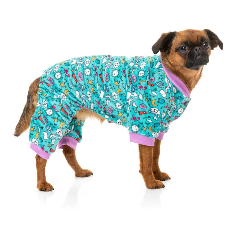 Sweet Dreams Soft Plush Green Dog Pajamas