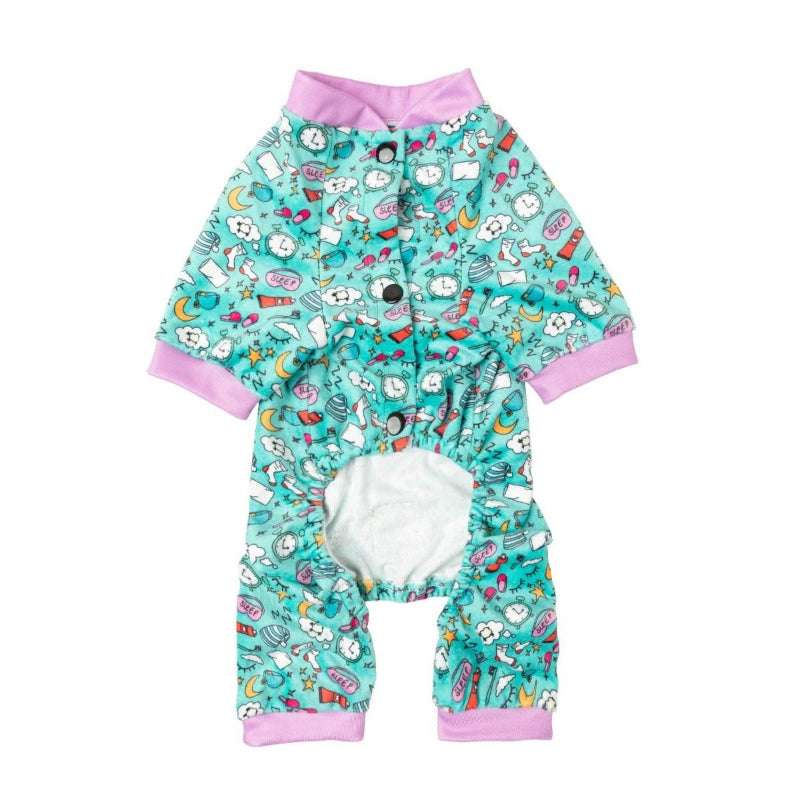Sweet Dreams Soft Plush Green Dog Pajamas