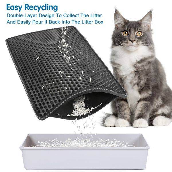 Purrfect Pet Kingdom cat litter scatter control mat with double-layer design and easy recycling feature