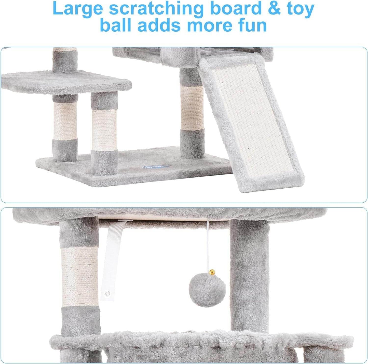 Purrfect Pet Kingdom Gray Cat Tree with Multiple Levels & Hammock Purrfect Pet Kingdom