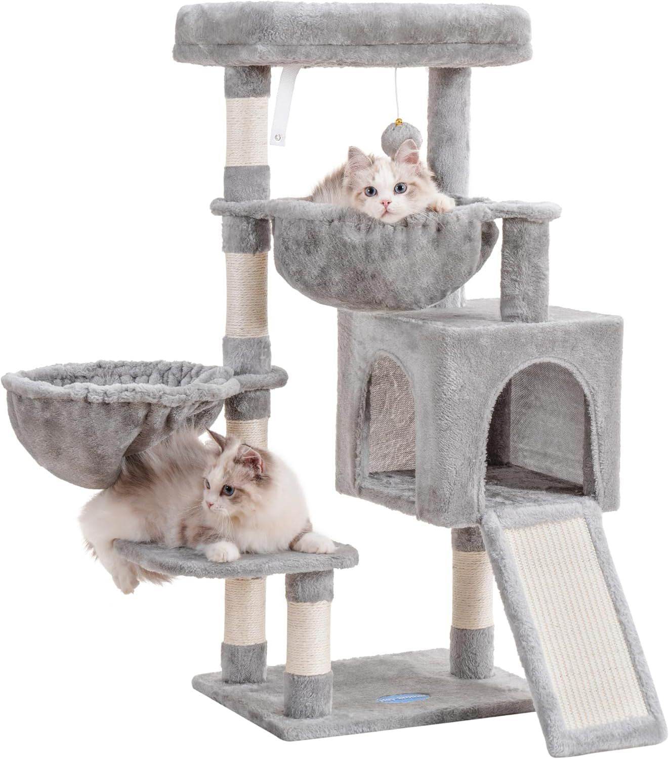 Purrfect Pet Kingdom Gray Cat Tree with Multiple Levels & Hammock 35.4 inch Purrfect Pet Kingdom