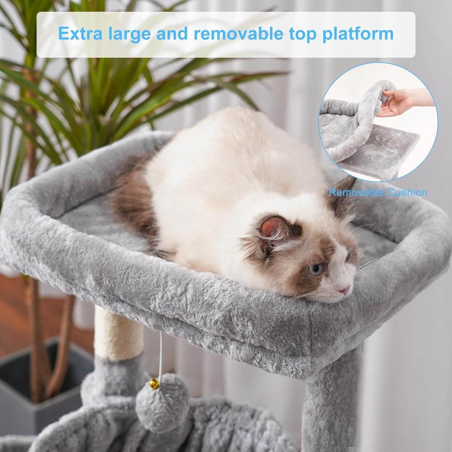 Purrfect Pet Kingdom Gray Cat Tree with Multiple Levels & Hammock Purrfect Pet Kingdom