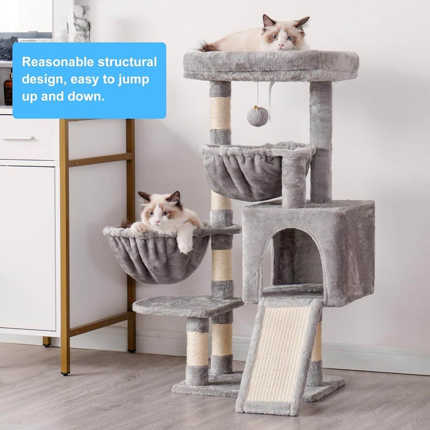 Purrfect Pet Kingdom Gray Cat Tree with Multiple Levels & Hammock Purrfect Pet Kingdom