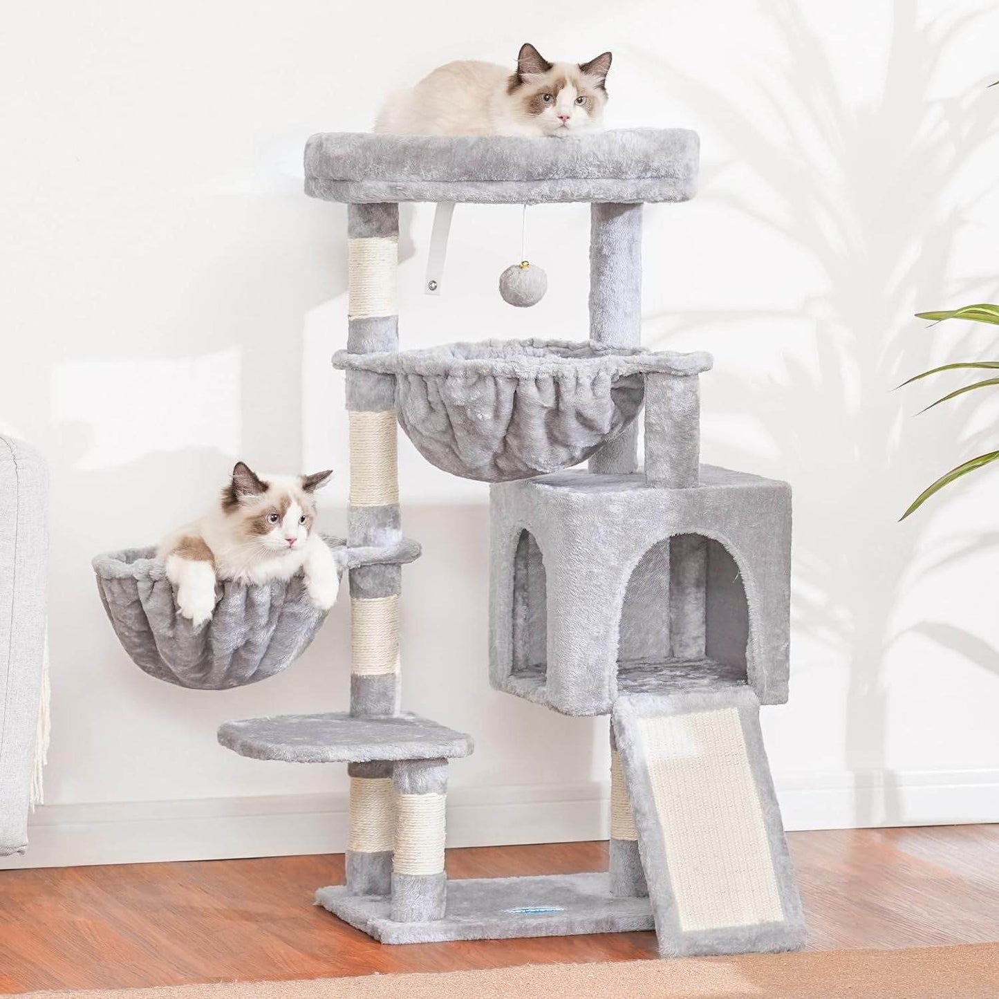 Purrfect Pet Kingdom Gray Cat Tree with Multiple Levels & Hammock Purrfect Pet Kingdom