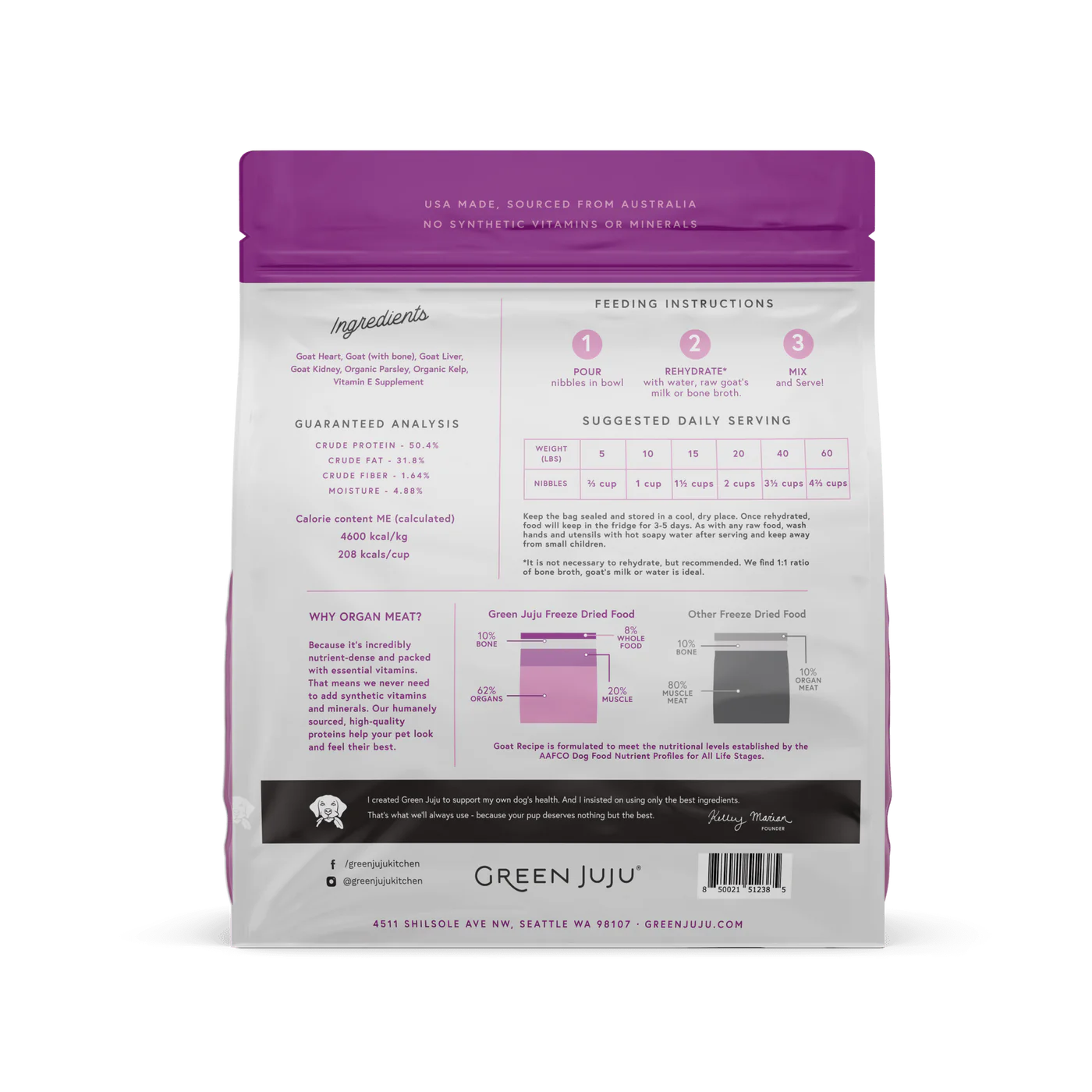 Purrfect Pet Kingdom Essential Green Juju Goat Recipe Freeze Dried Dog Food (14OZ) For Kittens - Interactive pet supplies by Purrfect Pet Kingdom®