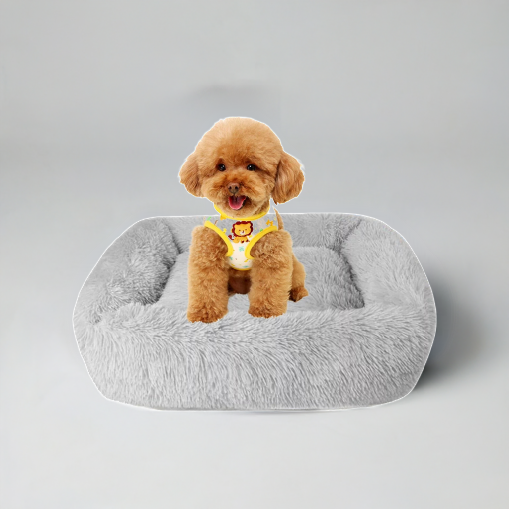 Washable Dog Bed Gray Plush Soft Cats Dogs ๐๏ธ