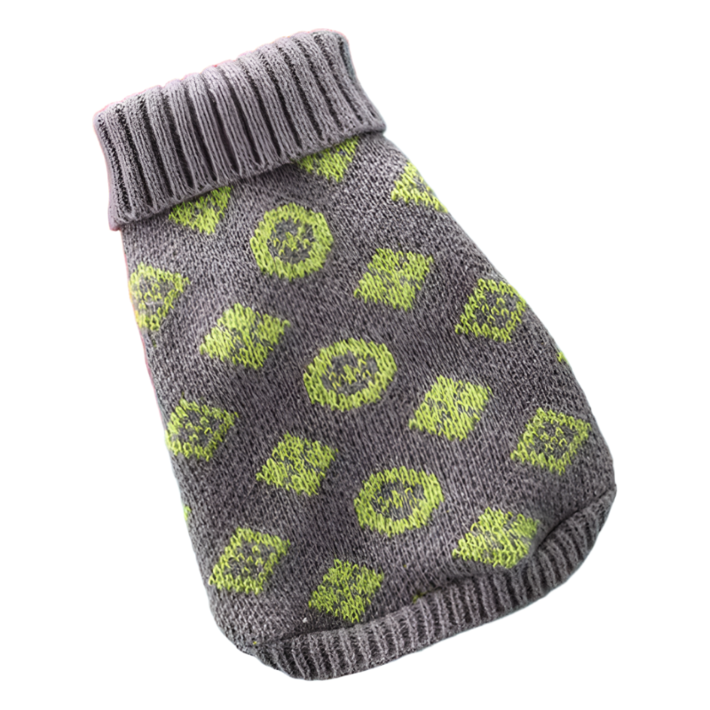 Patterned Turtleneck Dog Sweater - in Brown or Grey